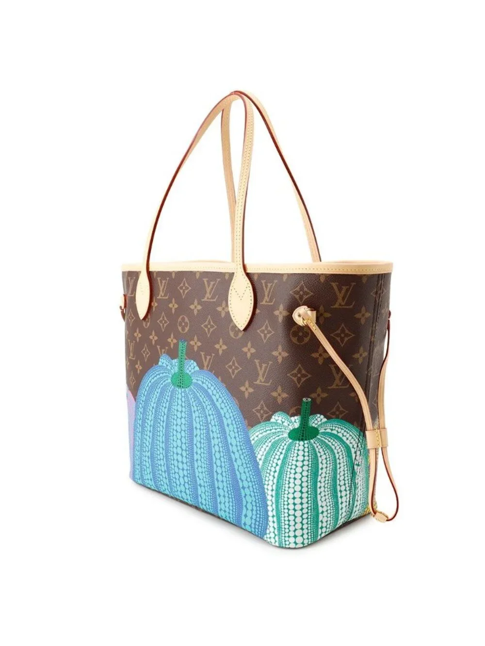 Louis Vuitton Tote Monogram Pumpkin LV Yk Neverfull MM Pouch Included Yayoi